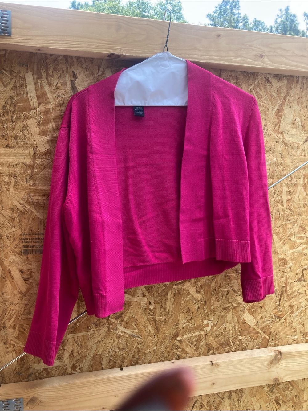 GRACE/Cropped Bright Fuchsia Open-Front Cardigan w/matching color blocked dress
